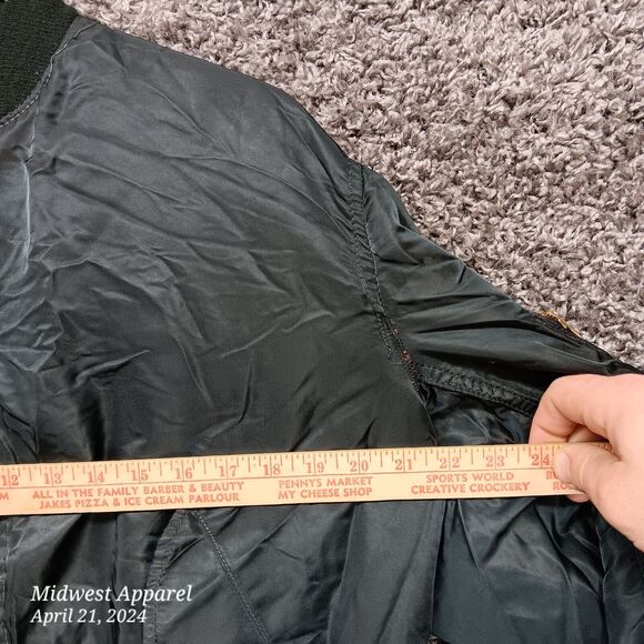 Vintage MA1 Black Flight Jacket‎ Reversible Orange Lining Camel Ciggarettes - Picture 10 of 16